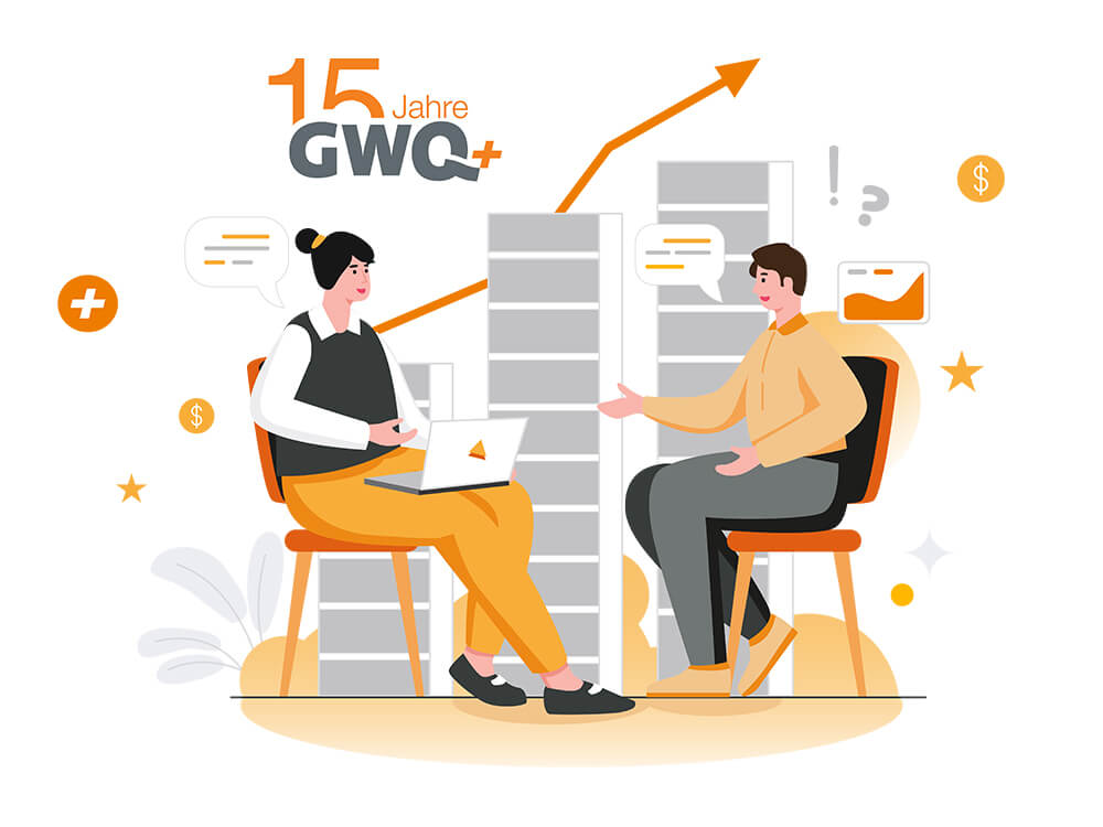 Illustration 2 Personen reden über Entwicklung