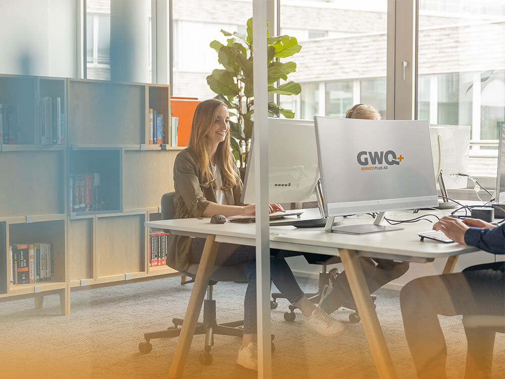 GWQ Mitarbeiter arbeiten am Computer